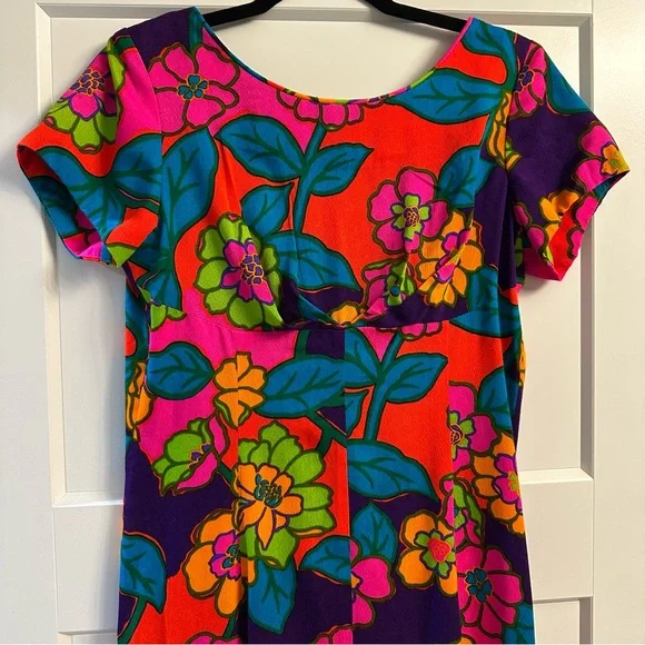 WALTAH CLARKE’S Vintage Hawaiian Shops Retro Groovy Multi Style 1035 Maxi Dress - Picture 5 of 13